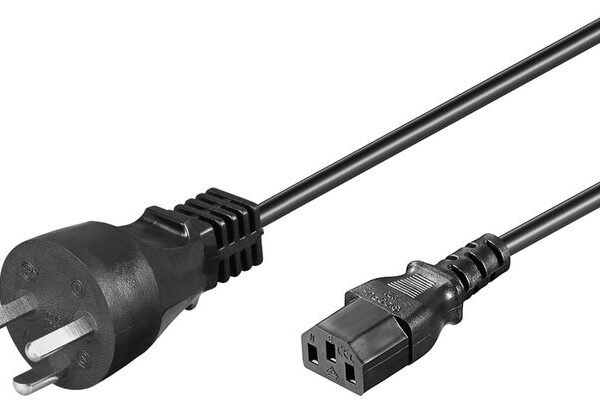 Power Cord DK 3m IEC320 EDB. Danish power plug, black H05VV-F 3Gx1mm2