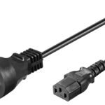 Power Cord DK 3m IEC320 EDB. Danish power plug, black H05VV-F 3Gx1mm2