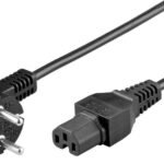 Power Cord CEE 7/7 - C15 2m Angled Schuko, Black, H05VV-F3x0.75mm2 CU, Male-Female