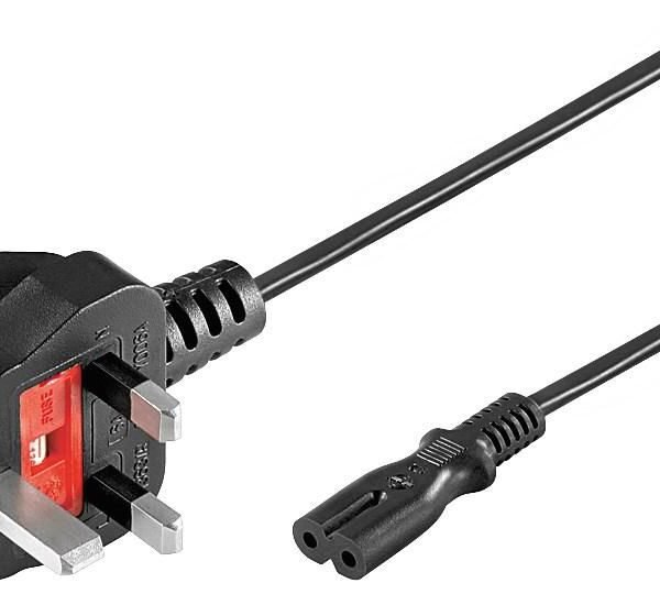 Power Cord UK Notebook C7 1.8m Type G, BS 1363 - IEC 320 C7 H03-VV-H2-F, 0.75 mm?, Black