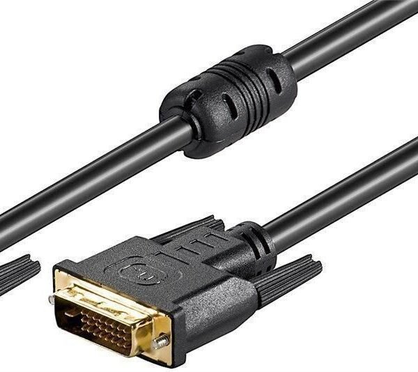 DVI-D 24+1-pin w. Ferrit, M-M Full HD 1080p, Dual Link, 2m  Black, HDTV Resolution max.: 2560 x 1600 Pixel, 60Hz