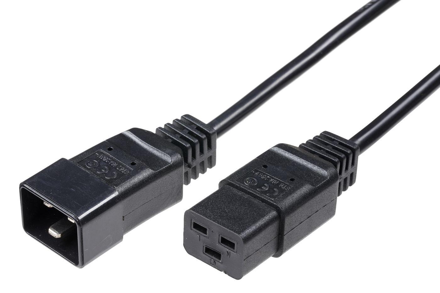 Img_25920752.jpg Power Cord C19 - C20 16A 0.5m Black, H05VV-F3x1.5mm2 CU, Female-Male - Image 1