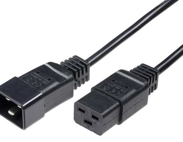 Power Cord C19 - C20 16A 3m Black, H05VV-F3x1.5mm2 CU, Female-Male