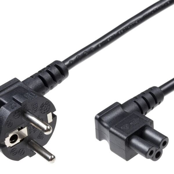 Power Cord CEE 7/7 - C5 1.8m With angled CEE7/7-C5 H05VV-F3x0.75mm2 CU, Male-Female