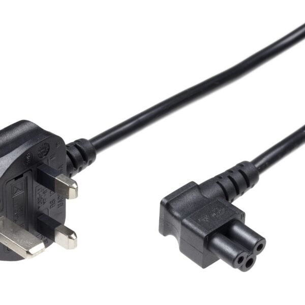 Power Cord UK - C5 1.8m Black Power UK Type G to C5 Angled H05VV-F3x0.75mm2 CU