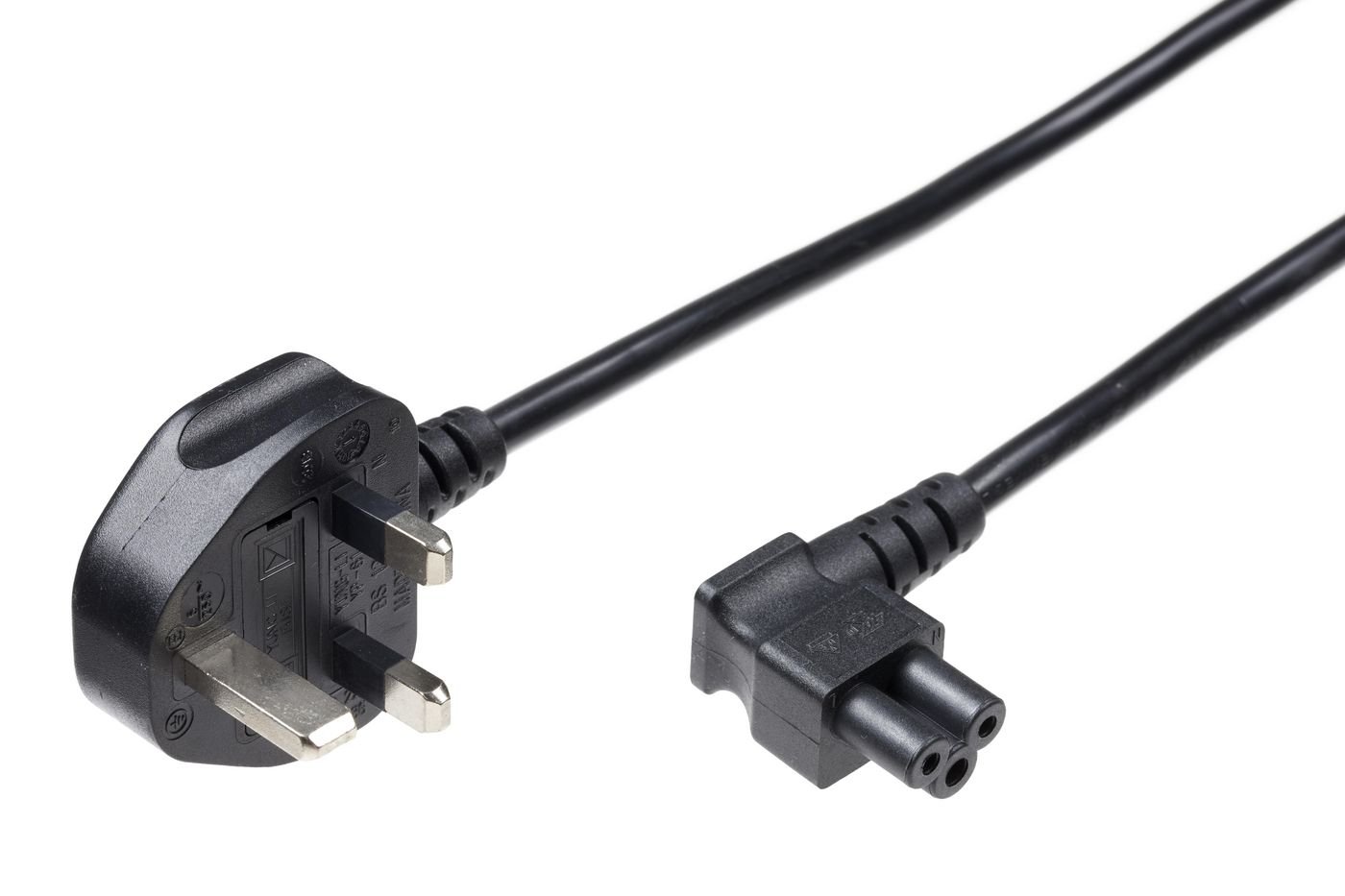 Img_25931103.jpg Power Cord UK - C5 1.8m Black Power UK Type G to C5 Angled H05VV-F3x0.75mm2 CU - Image 1