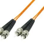 ST/UPC-ST/UPC 2m OM1 Fibre  Patch Cable MM Duplex  LSZH  OD: 2mm, 0.3dB Orange