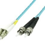 Fiber Patch Cable -  LC/UPC-ST/UPC 15m OM3 MM  Duplex LSZH OD: 2mm, 0.3dB Aqua