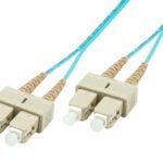 SC/UPC-SC/UPC 2m OM3 Fibre  Patch Cable MM Duplex LSZH  OD: 2mm, 0.3dB Aqua