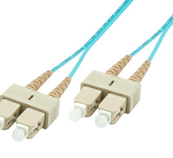 SC/UPC-SC/UPC 10m OM3 Fibre  Patch Cable MM Duplex LSZH  OD: 2mm, 0.3dB Aqua