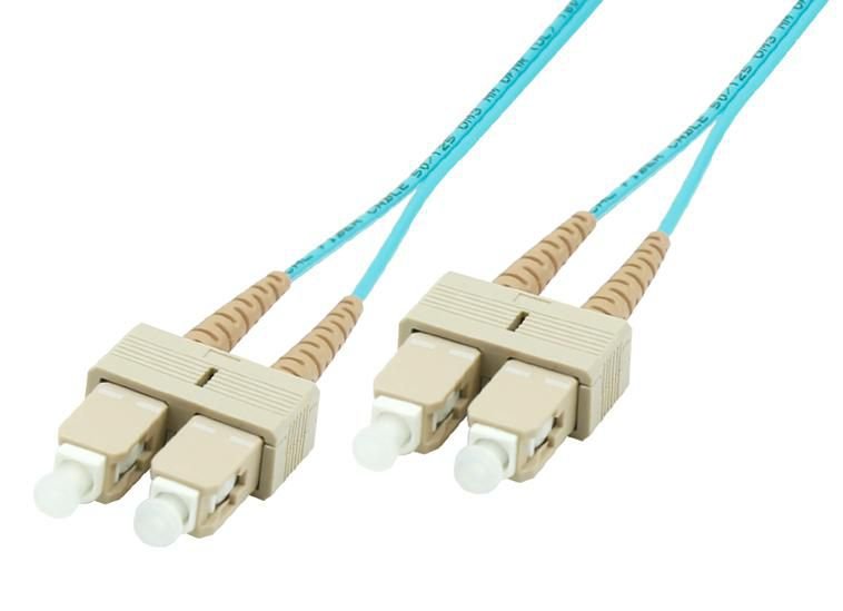 Img_25995921.jpg SC/UPC-SC/UPC 10m OM3 Fibre Patch Cable MM Duplex LSZH OD: 2mm, 0.3dB Aqua - Image 1