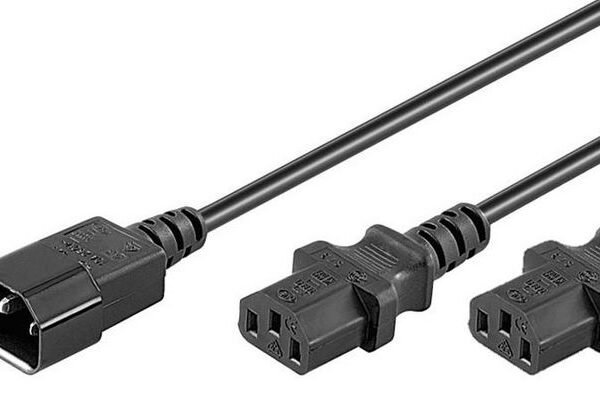 Microconnect PE061312 power cable Black 1.2 m C14 coupler 2 x C13 coupler