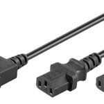 Power Cord C13x2 - C14 1.2m Y Extension Cable, Black, H05VV-F3x0.75mm2 CU, Male x2-Female