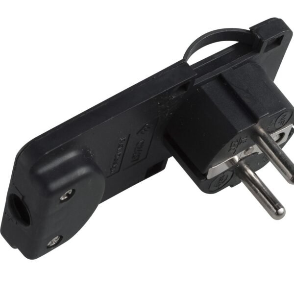 Schuko Angled Power Plug Black, Form : Flat