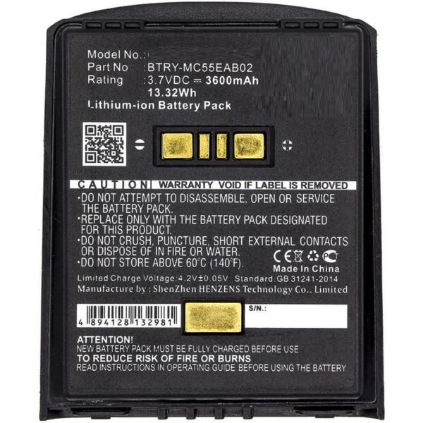 Battery for ZEBRA Scanner 13.3Wh Li-ion 3.7V 3600mAh Black, MC55, MC5574, MC5590, MC55A, MC55A0, MC56, MC65, MC659, MC659B, MC67