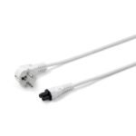 Power Cord CEE 7/7 - C5 1.8m Angled Schuko to C5, White H05VV-F3x0.75mm2 CU, Male-Female