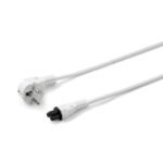 Power Cord CEE 7/7 - C5 1.8m Angled Schuko to C5, White H05VV-F3x0.75mm2 CU, Male-Female