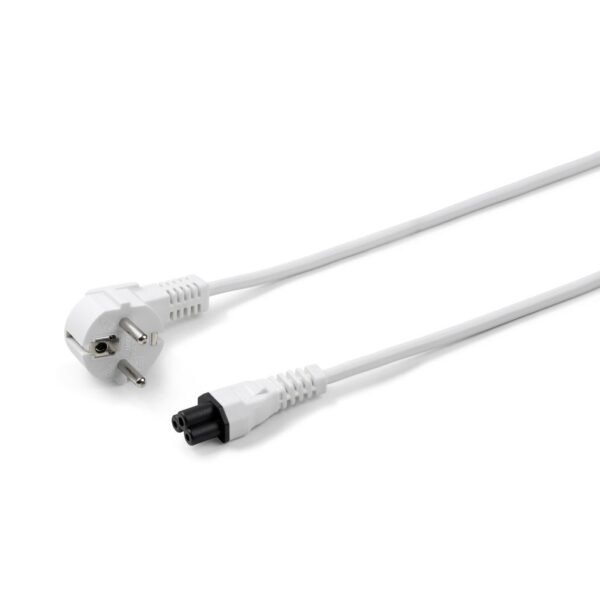 Power Cord CEE 7/7 - C5 1.8m Angled Schuko to C5, White H05VV-F3x0.75mm2 CU, Male-Female