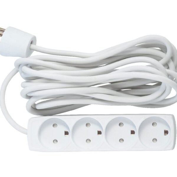 4-way Danish Power Strip 5m With Earth, without ON/OFF  Switch
