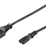 Power Cord CEE 7/16 - C7 1m Black, 2.5A, 250V  H03VV-F2x0.75mm2 CU, Male-Female