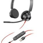 Plantronics Blackwire 3325 eadset, Head-band, Calls &  Music, Black, Binaural, PTT, Play/Pause, Track <lt/>, Track <gt/>, Volume +,