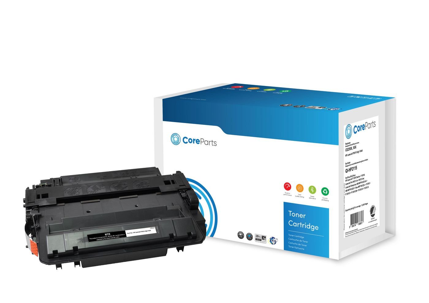 Img_27929538.jpg Toner Black CE255X Pages: 12.500, Nordic Swan HP LaserJet P3015 (55X) High Yield - Image 1