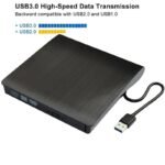DVD RW External Drive SATA interface USB3.0 Single  cable for both power and data, Black Color