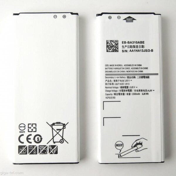 Battery 6.65Wh Li-ion 3.8V  1750mAh for Samsung Mobile  6.65Wh Li-ion 3.8V 1750mAh Samsung Galaxy A3 (2016)