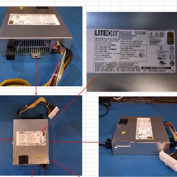 1U 500W power supply unit,  12V, non-hot-plug, Gold  certified
