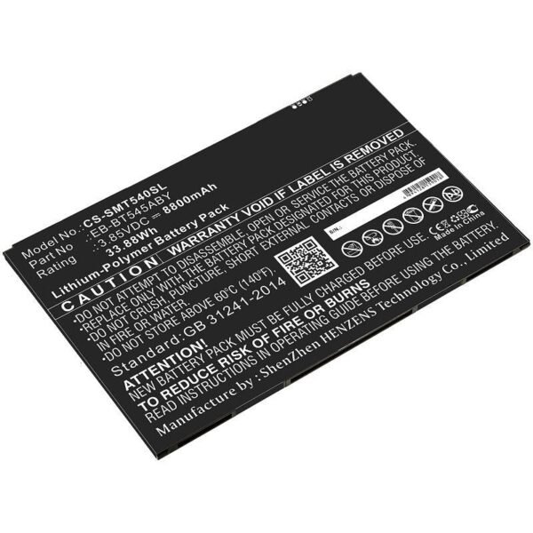 Battery 33.88Wh Li-Pol 3.85V  8800mAh Black for Samsung  Tablet 33.88Wh Li-Pol 3.85V 8800mAh Black for Samsung Tablet SM-T540, SM-T545,