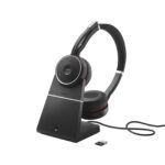 Evolve 75 SE UC Stereo -  Headset - on-ear Bluetooth  wireless active noise cancelling USB with charging stand Zoom Certified for