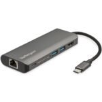 USB C Multiport Adapter -  USB-C Travel Dock to 4K HDMI,  3x USB 3.0 Hub, SD/SDHC, GbE, 60W PD 3.0 Pass-Through - USB Type-C/Thunderbolt