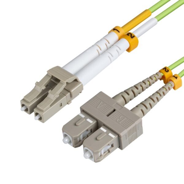 LC/UPC-SC/UPC 10m OM5 Fibre  Patch Cable MM Duplex LSZH  OD: 2mm, 0.2dB Lime Green