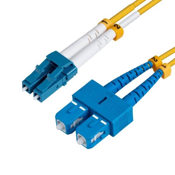 LC/UPC-SC/UPC 10m OS2 Fibre  Patch Cable SM Duplex LSZH  OD: 2mm, 0.3db Yellow