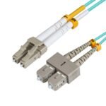 LC/UPC-SC/UPC 1m OM3 Fibre  Patch Cable MM Duplex LSZH,  OD: 2mm, 0.3dB Aqua