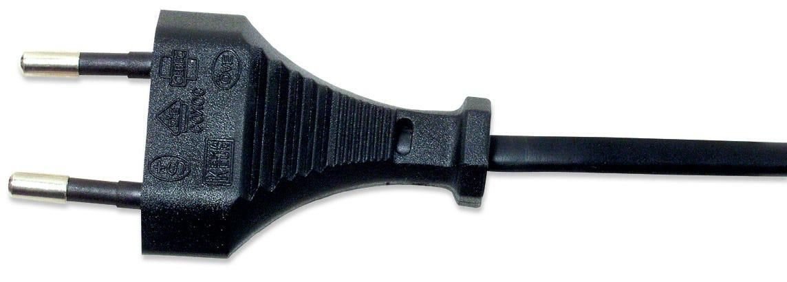Img_31014044.jpg Power Cord/Cable, Euro 2-Pin (Cee 7/16) Plug To C7 Female (Figure Of Eight), 1.8M, 2.3A, Black, Lifetime Warranty, Polybag - Image 1