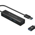 4-Port Usb 3.0 Aluminum Hub  With Usb-C To Usb-A Adapter