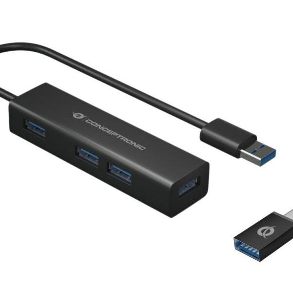 4-Port Usb 3.0 Aluminum Hub  With Usb-C To Usb-A Adapter