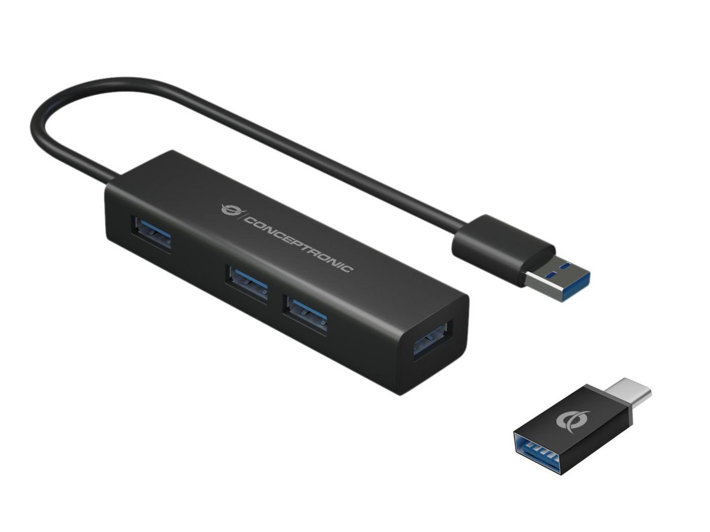 Img_31022115.jpg 4-Port Usb 3.0 Aluminum Hub With Usb-C To Usb-A Adapter - Image 1
