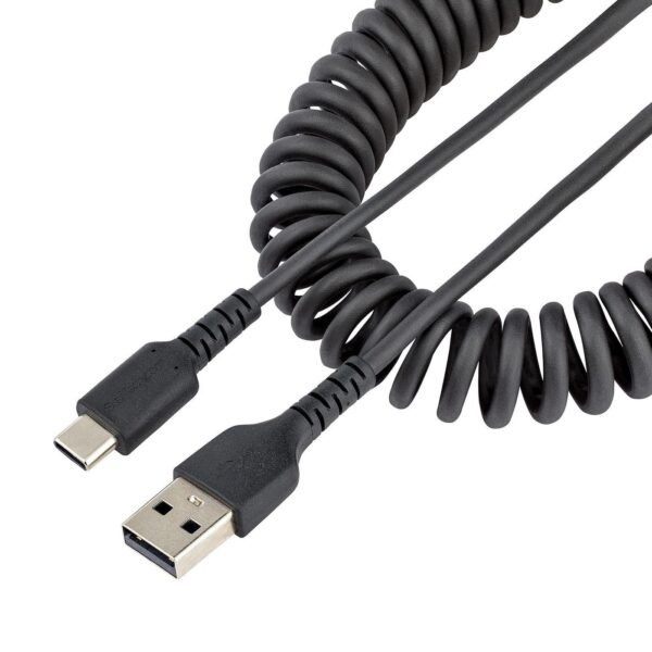 1M Usb A To C Charging Cable,  Coiled Heavy Duty Fast Charge  & Sync, High Quality Usb 2.0 A To Usb Type-C Cable, Rugged Aramid Fiber,