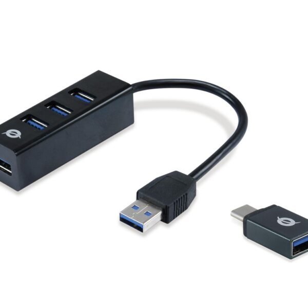 Hubbies 4-Port Usb 3.0 Hub  With Usb-C Otg Adapter