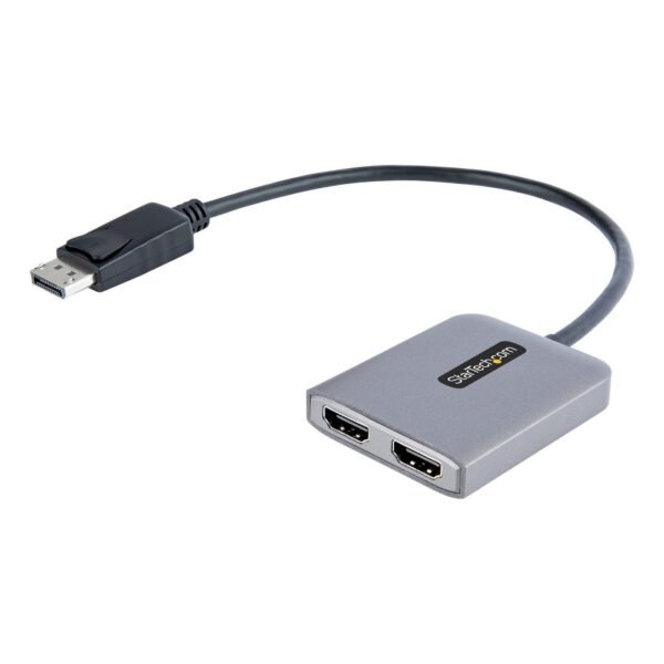 Dp To Dual Hdmi Mst Hub -  Dual Hdmi 4K 60Hz -  Displayport Multi Monitor Adapter With 1Ft / 30Cm Cable - Dp 1.4 Multi Stream