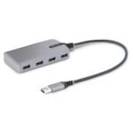 4-Port Usb Hub - Usb 3.0  5Gbps, Bus Powered, Usb-A To  4X Usb-A Hub W/ Optional Auxiliary Power Input - Portable Desktop/Laptop Usb