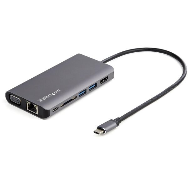 Usb C Multiport Adapter -  Usb-C Mini Travel Dock W/ 4K  Hdmi Or 1080P Vga - 3X Usb 3.0 Hub, Sd, Gbe, Audio, 100W Pd Pass-Through -