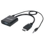 Hdmi To Vga (With Audio)  Converter Cable, 1080P, 30Cm,  Male To Female, Micro-Usb Power Input Port For Additional Power If Needed,
