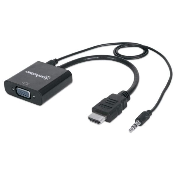 Hdmi To Vga (With Audio)  Converter Cable, 1080P, 30Cm,  Male To Female, Micro-Usb Power Input Port For Additional Power If Needed,