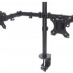 Tv & Monitor Mount, Desk,  Full Motion, 2 Screens,  Screen Sizes: 10-27", Black, Clamp Assembly, Dual Screen, Vesa 75X75 To