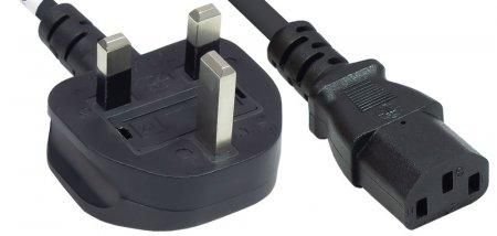 Img_31203734.jpg Power Cord/Cable, Uk 3-Pin Plug To C13 Female (Kettle Lead), 1.8M, 10A, Black, Lifetime Warranty, Polybag - Image 1