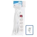 4-WAY POWER STRIP: WHITE -  ON/OFF SWITCH - 5M CABLE