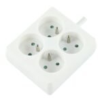 4-WAY POWER STRIP: WHITE -  16A - 1.5M CABLE - CARRE